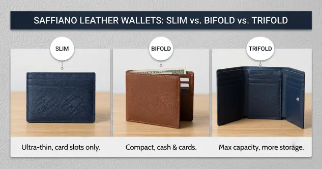 Saffiano Leather Wallets: Slim vs. Bifold vs. Trifold