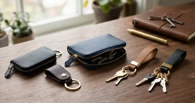 What Types of Saffiano Leather Key Pouch and Keychain Are Available?